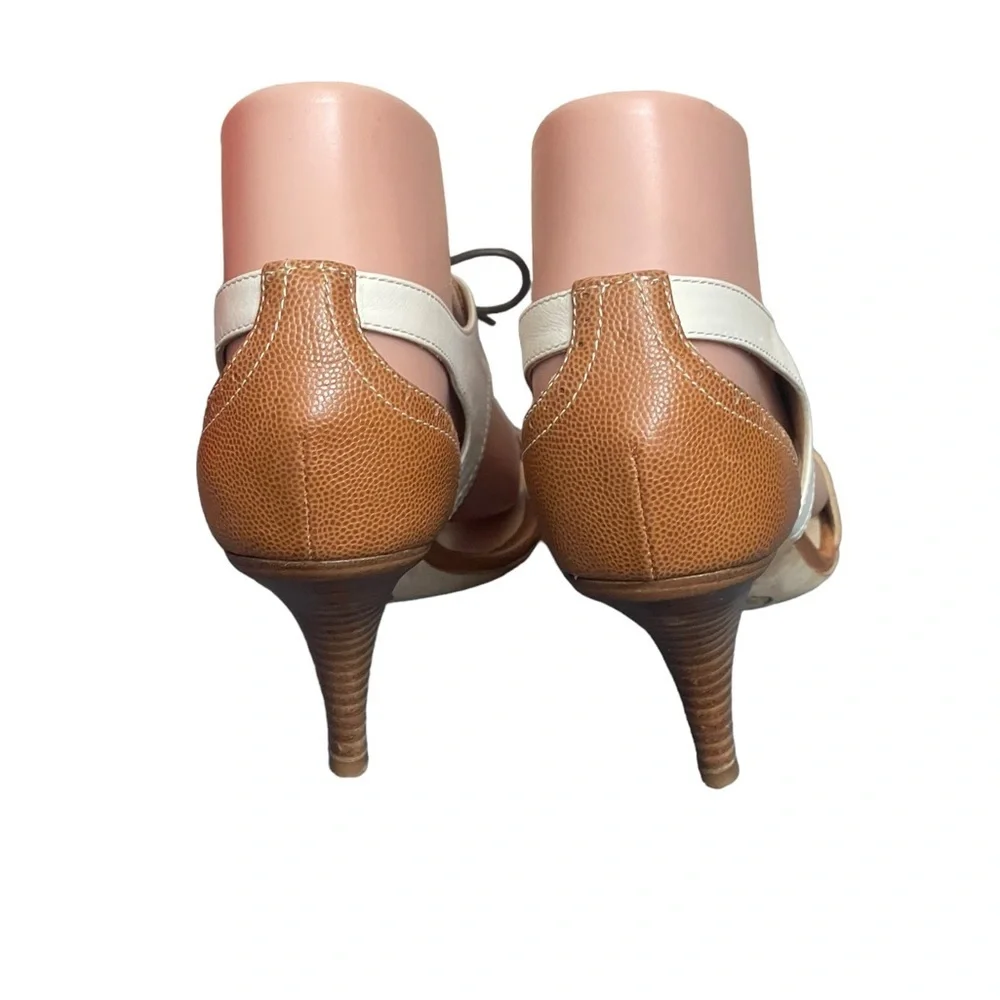 Jour leather lace up beige/tan heels‎ size 37(7)